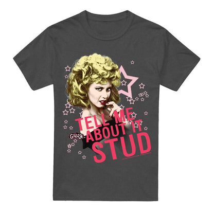 Charcoal - Front - Grease Unisex Adult Tell Me About It Stud T-Shirt