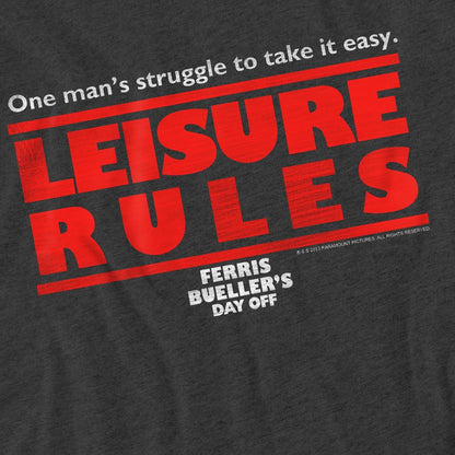 Charcoal - Side - Ferris Bueller´s Day Off Unisex Adult Leisure Rules T-Shirt