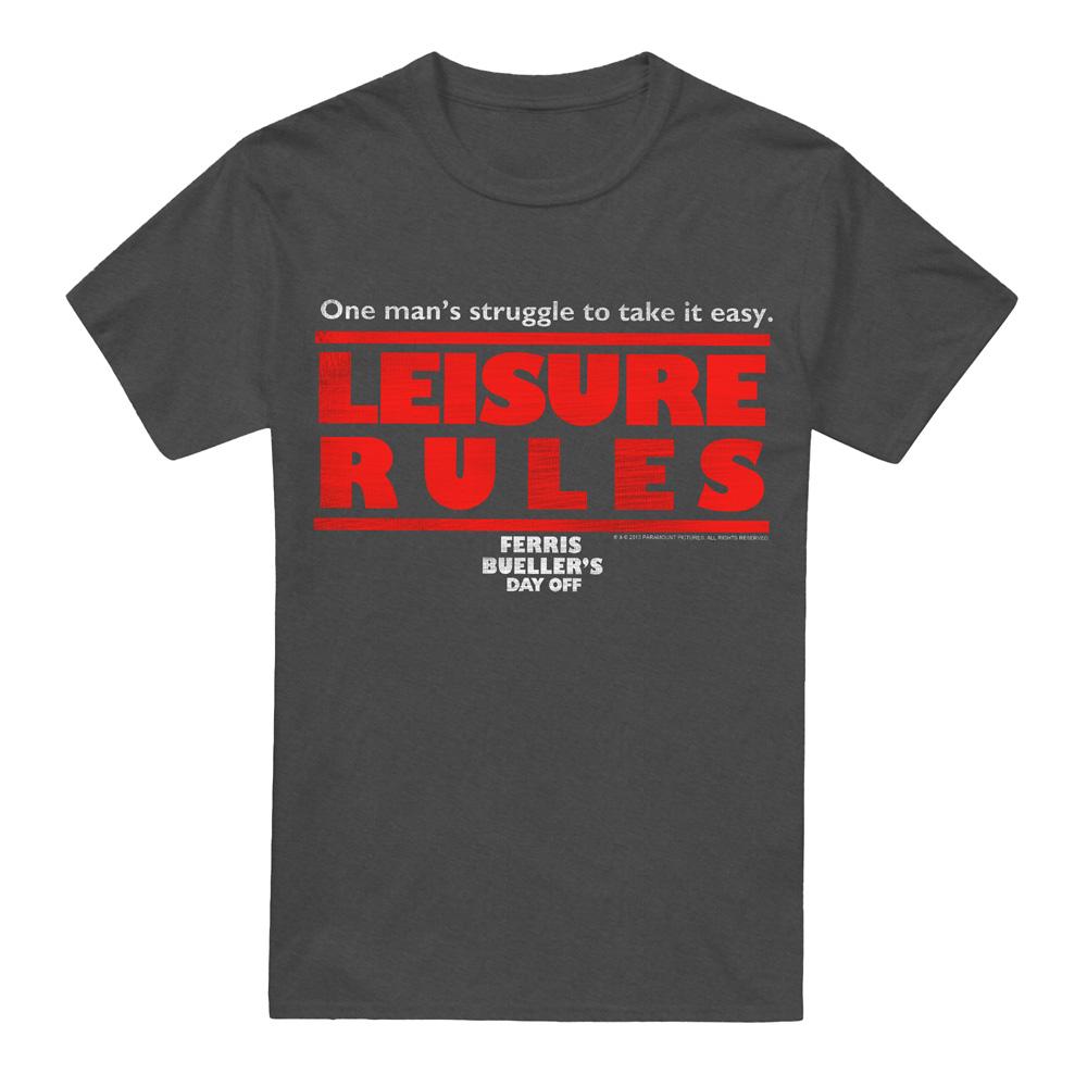 Charcoal - Front - Ferris Bueller´s Day Off Unisex Adult Leisure Rules T-Shirt