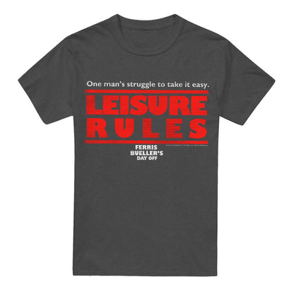 Charcoal - Front - Ferris Bueller´s Day Off Unisex Adult Leisure Rules T-Shirt
