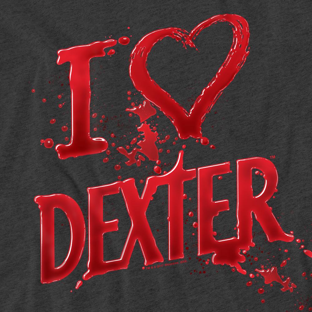 Charcoal - Pack Shot - Dexter Unisex Adult I Heart Dexter T-Shirt