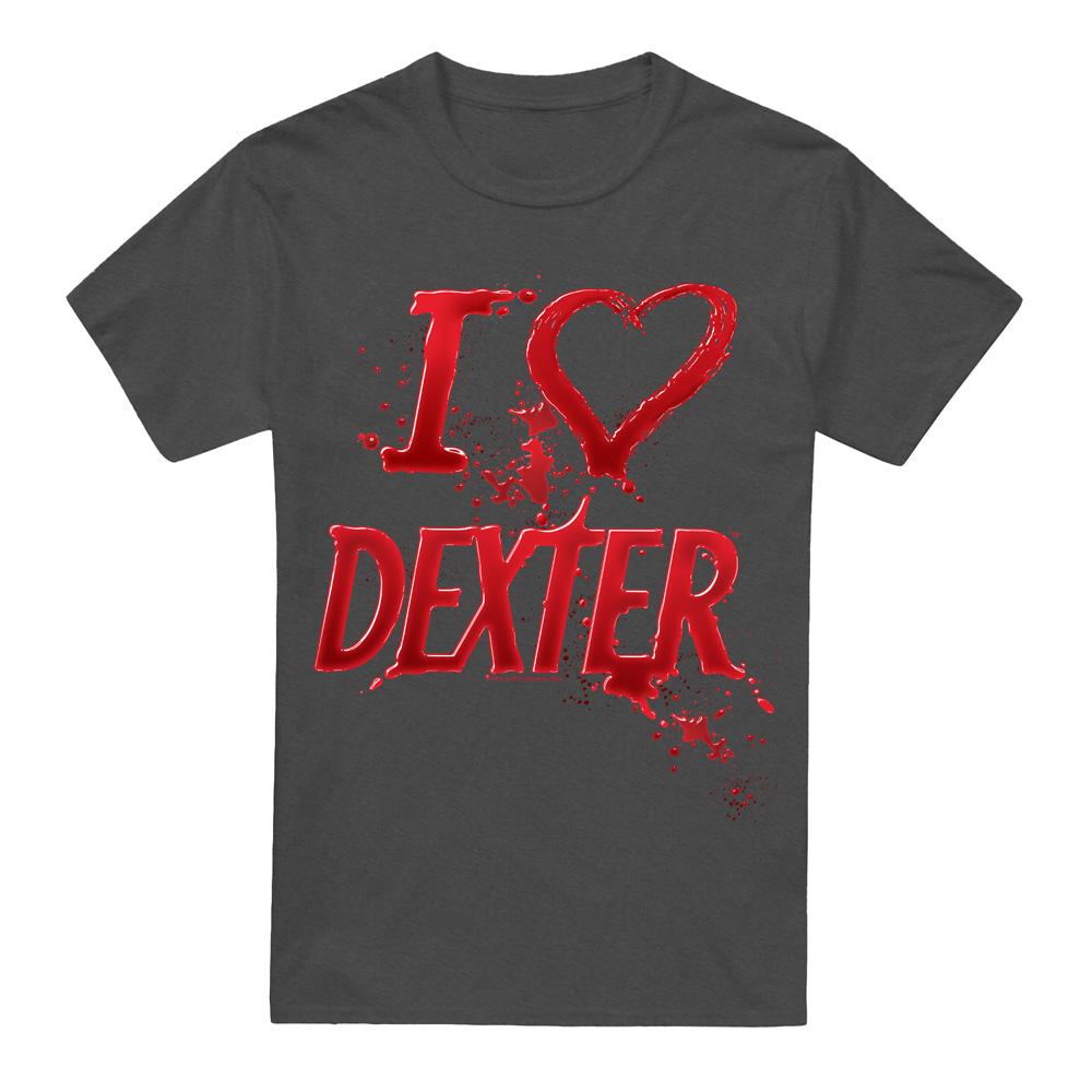 Charcoal - Front - Dexter Unisex Adult I Heart Dexter T-Shirt