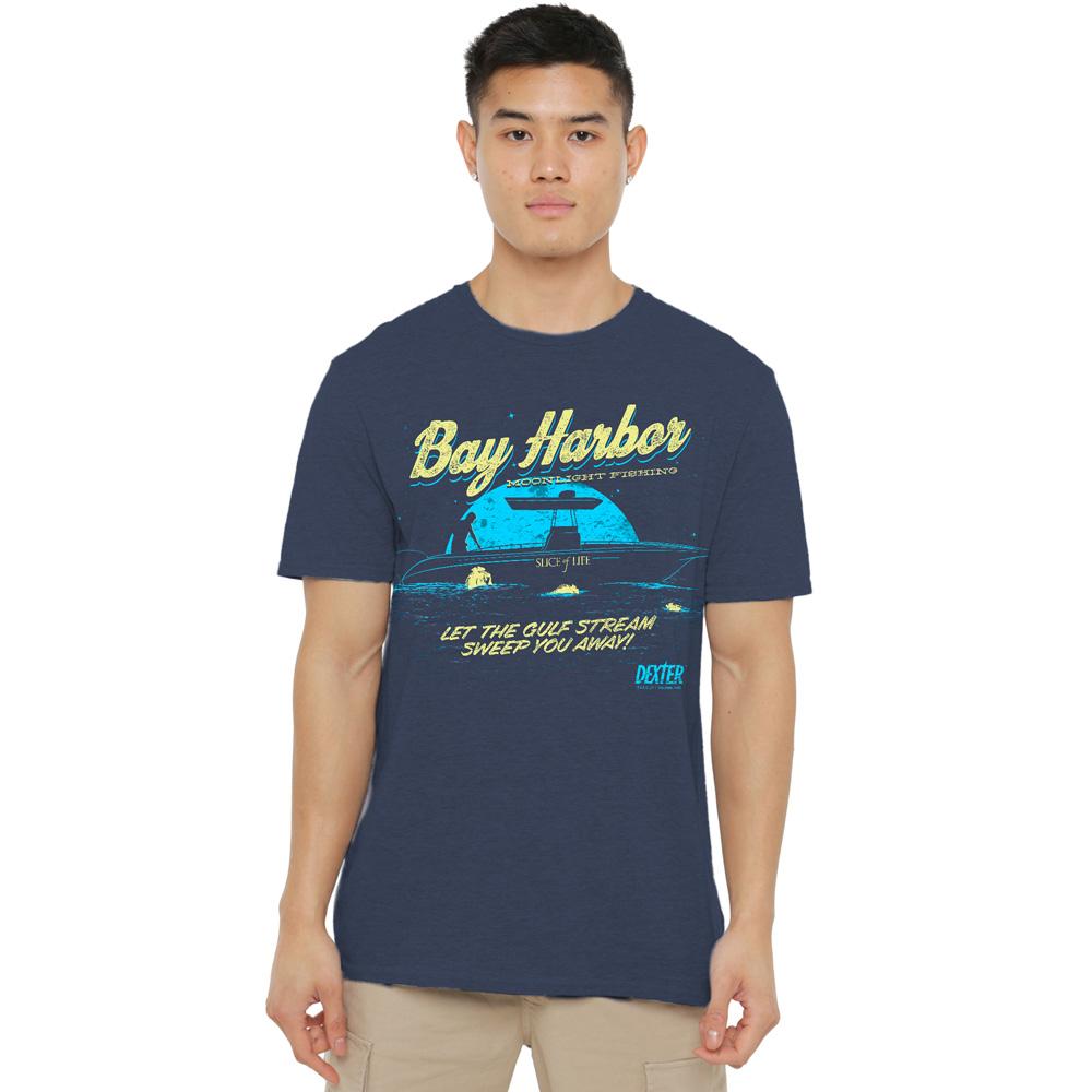 Navy - Side - Dexter Unisex Adult Moonlight Fishing T-Shirt