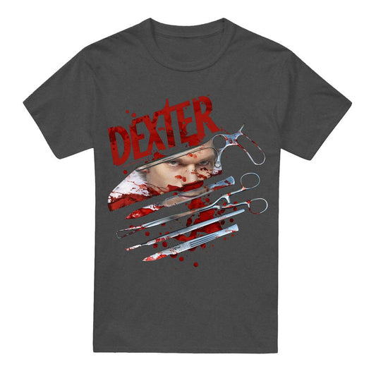 Charcoal - Front - Dexter Unisex Adult Blood Never Lies 2 T-Shirt