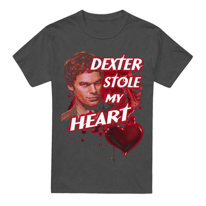 Charcoal - Front - Dexter Unisex Adult Bloody Heart T-Shirt