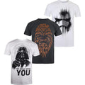 White-Graphite-Black - Front - Star Wars Mens Characters T-Shirt (Pack of 3)