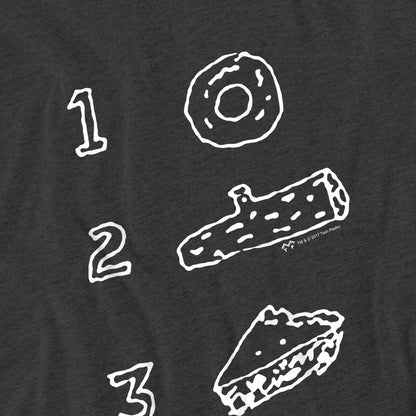Charcoal - Pack Shot - Twin Peaks Unisex Adult Pie Log Donut T-Shirt