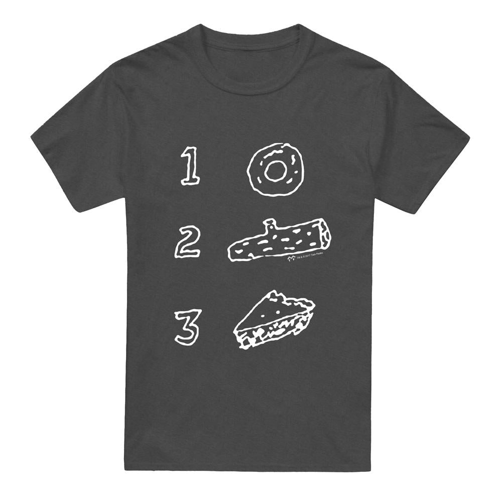 Charcoal - Front - Twin Peaks Unisex Adult Pie Log Donut T-Shirt
