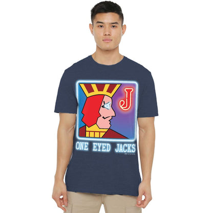 Navy - Side - Twin Peaks Unisex Adult One Eyed Jacks T-Shirt