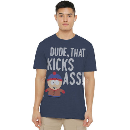 Navy - Side - South Park Unisex Adult Stan Kicks Ass T-Shirt