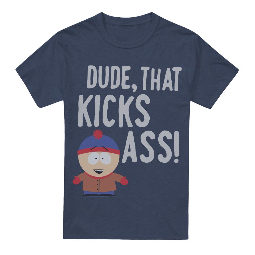 Navy - Front - South Park Unisex Adult Stan Kicks Ass T-Shirt