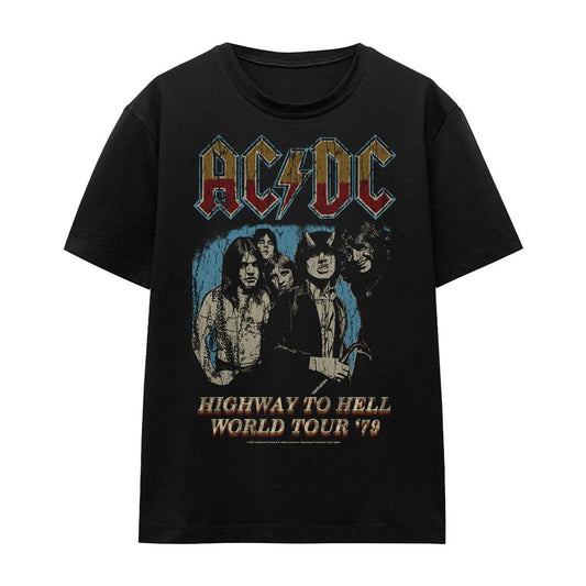 Black - Front - AC-DC Unisex Adult Highway World Tour 79 T-Shirt