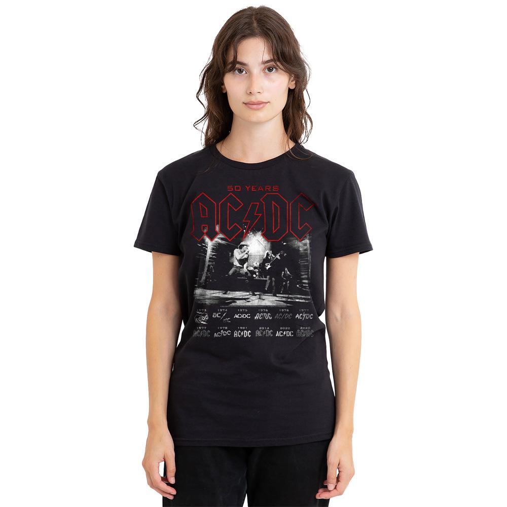 Black - Side - AC-DC Unisex Adult Logo Stack T-Shirt