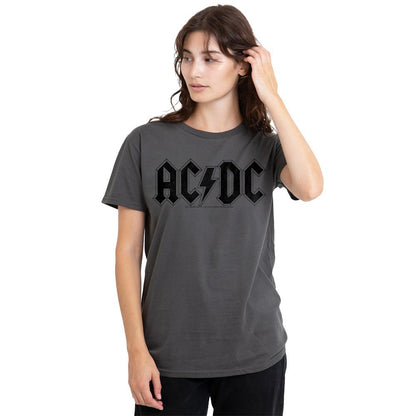 Charcoal - Side - AC-DC Unisex Adult Worn Logo T-Shirt