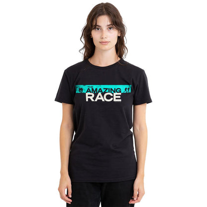 Black - Side - The Amazing Race Unisex Adult Bar Logo T-Shirt