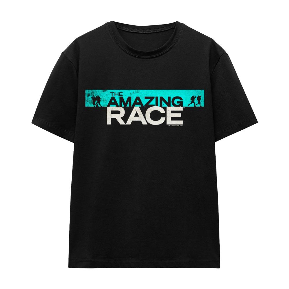 Black - Front - The Amazing Race Unisex Adult Bar Logo T-Shirt