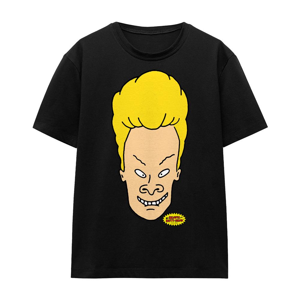 Black - Front - Beavis & Butthead Unisex Adult Headshot T-Shirt