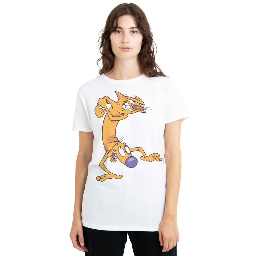 White - Side - CatDog Unisex Adult Ready To Fight T-Shirt