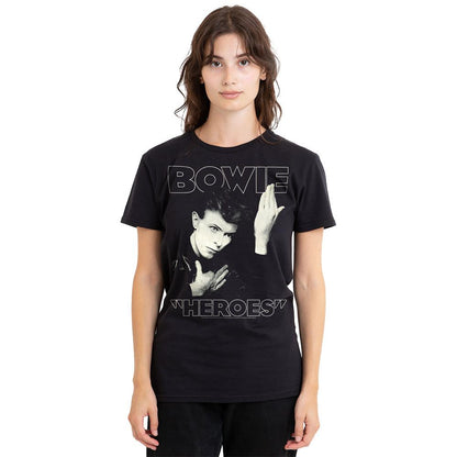 Black - Side - David Bowie Unisex Adult Heroes Cover T-Shirt