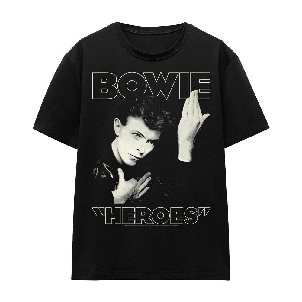 Black - Front - David Bowie Unisex Adult Heroes Cover T-Shirt