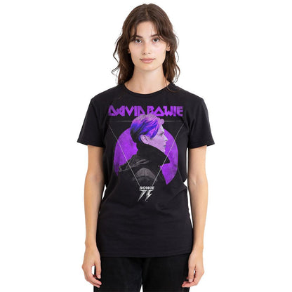 Black - Side - David Bowie Unisex Adult 75 Side Profile Logo T-Shirt