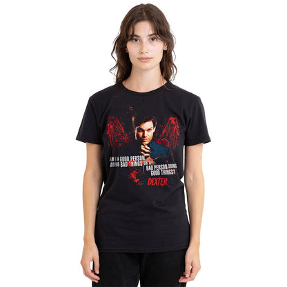 Black - Side - Dexter Unisex Adult Good Bad T-Shirt