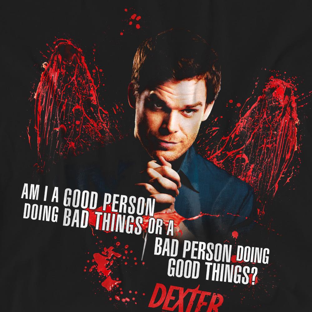 Black - Pack Shot - Dexter Unisex Adult Good Bad T-Shirt