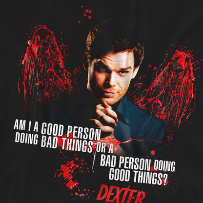 Black - Pack Shot - Dexter Unisex Adult Good Bad T-Shirt