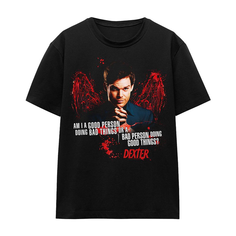 Black - Front - Dexter Unisex Adult Good Bad T-Shirt