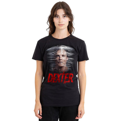 Black - Side - Dexter Unisex Adult Plastic Wrap T-Shirt