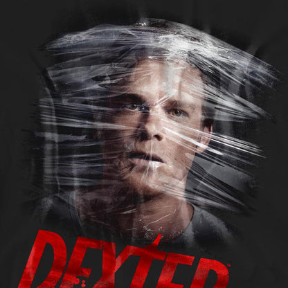 Black - Pack Shot - Dexter Unisex Adult Plastic Wrap T-Shirt