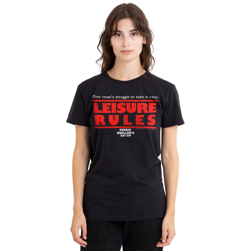 Black - Side - Ferris Bueller´s Day Off Unisex Adult Leisure Rules T-Shirt