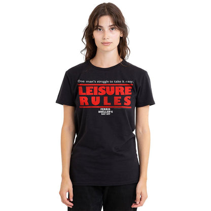 Black - Side - Ferris Bueller´s Day Off Unisex Adult Leisure Rules T-Shirt