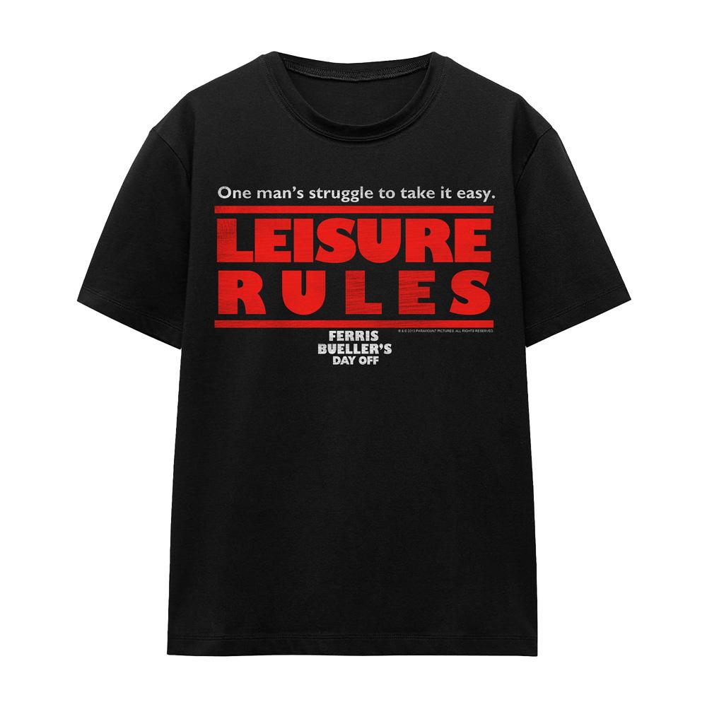 Black - Front - Ferris Bueller´s Day Off Unisex Adult Leisure Rules T-Shirt