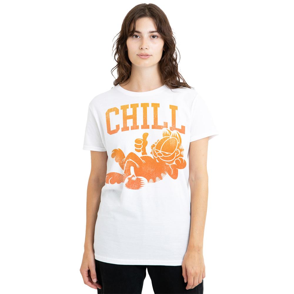 White - Side - Garfield Unisex Adult Chill Neon T-Shirt