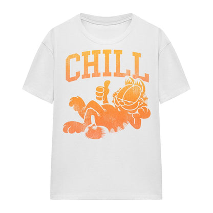 White - Front - Garfield Unisex Adult Chill Neon T-Shirt