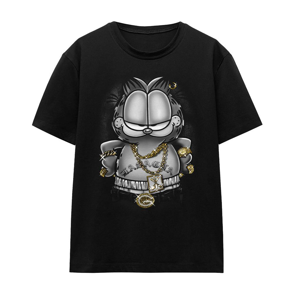 Black - Front - Garfield Unisex Adult Lasagna For Life T-Shirt