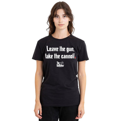 Black - Side - The Godfather Unisex Adult Gun Cannoli T-Shirt