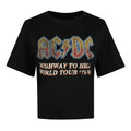 Black - Front - AC-DC Womens-Ladies Highway To Hell Logo Boxy Crop Top