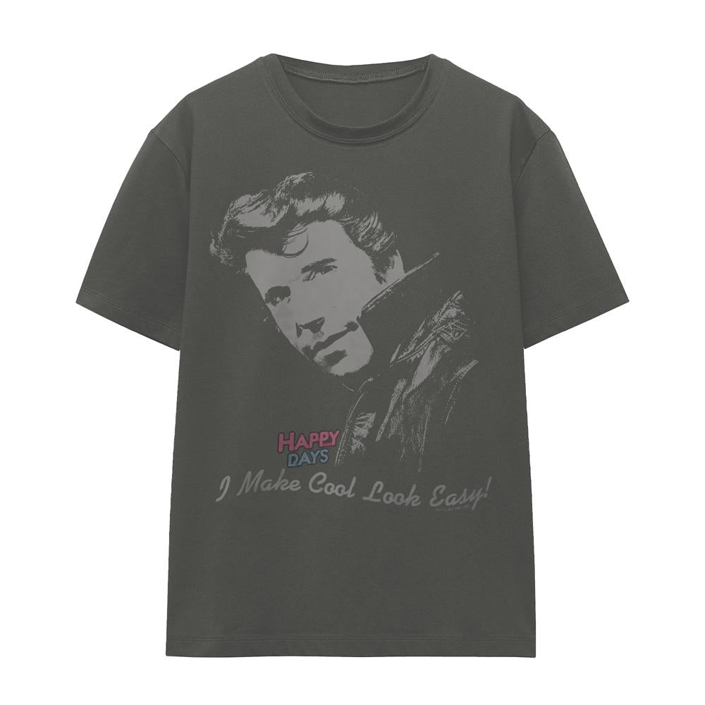 Charcoal - Front - Happy Days Unisex Adult Cool The Fonz T-Shirt