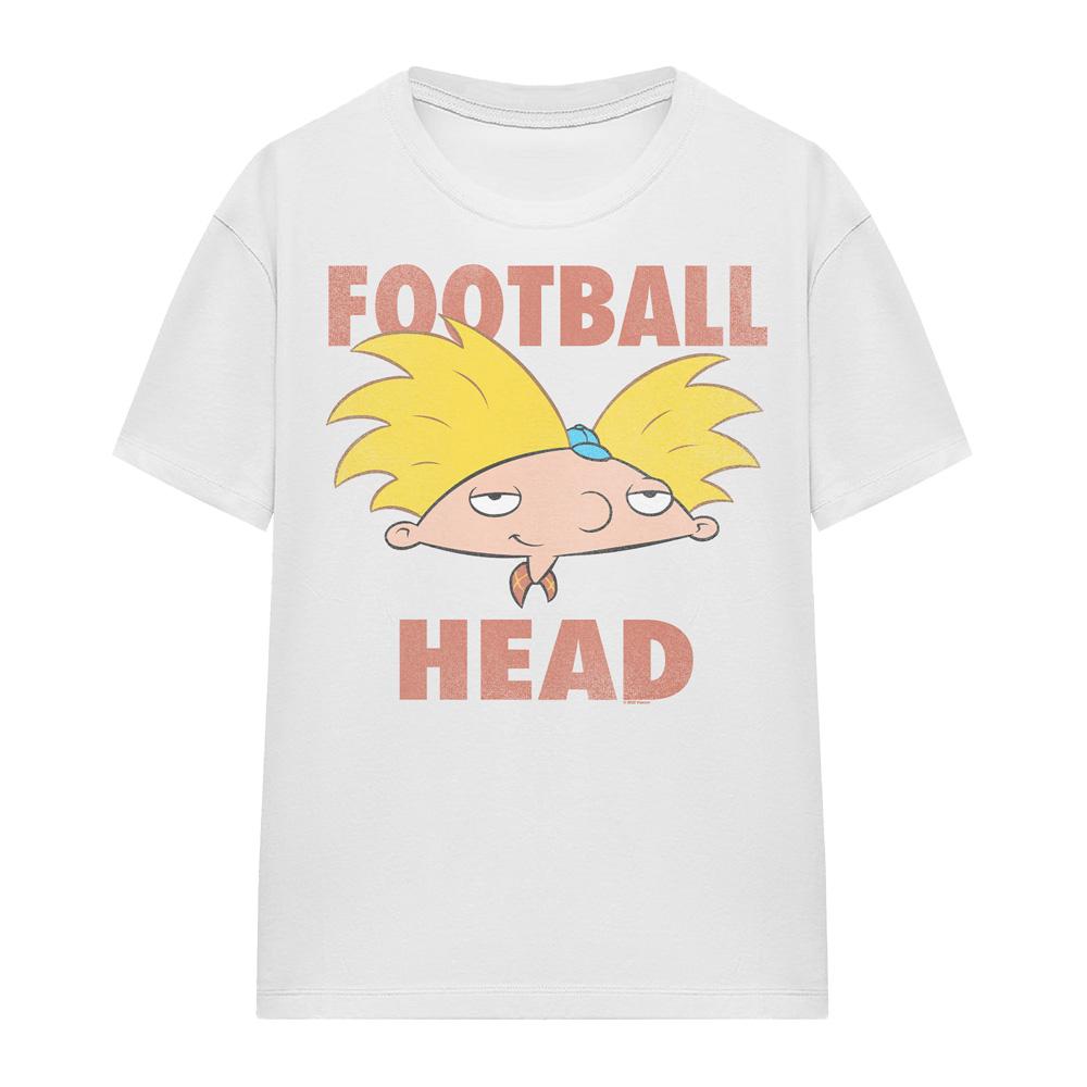 White - Front - Hey Arnold! Unisex Adult Football Head T-Shirt