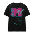Black - Front - MTV Unisex Adult Microphone Logo T-Shirt