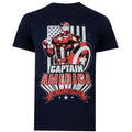 Navy - Front - Captain America Mens The First Avenger Flag T-Shirt