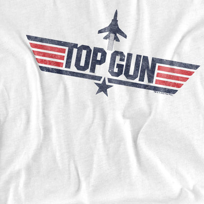 White - Side - Top Gun Unisex Adult Logo T-Shirt