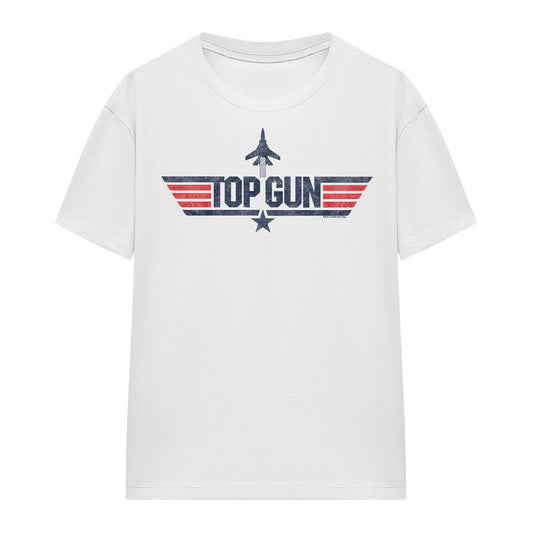 White - Front - Top Gun Unisex Adult Logo T-Shirt