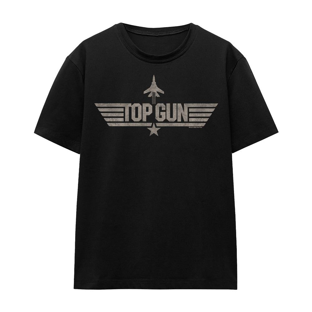Black - Front - Top Gun Unisex Adult Monotone Logo T-Shirt