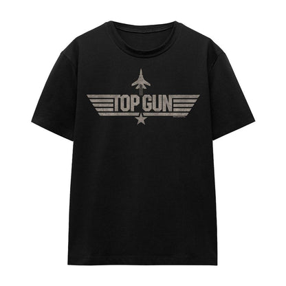 Black - Front - Top Gun Unisex Adult Monotone Logo T-Shirt