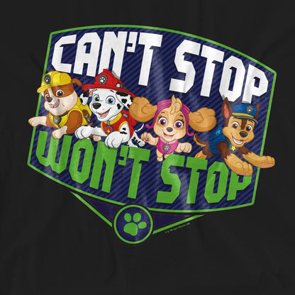 Black - Side - Paw Patrol Unisex Adult Can´t Stop Won´t Stop T-Shirt