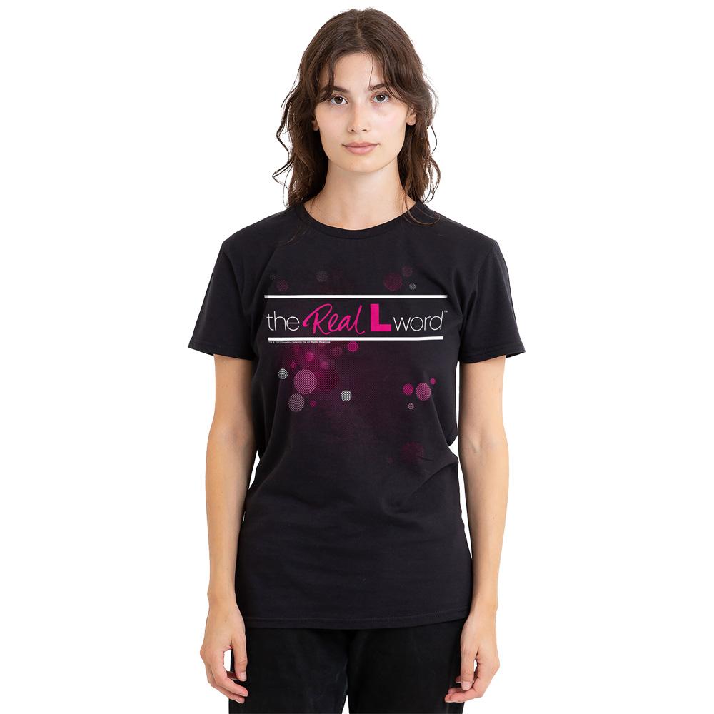 Black - Side - The Real L Word Unisex Adult Flashy Logo T-Shirt