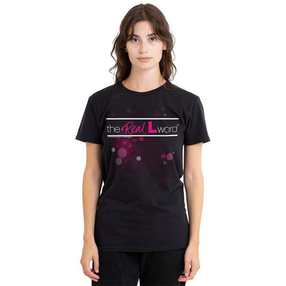 Black - Side - The Real L Word Unisex Adult Flashy Logo T-Shirt
